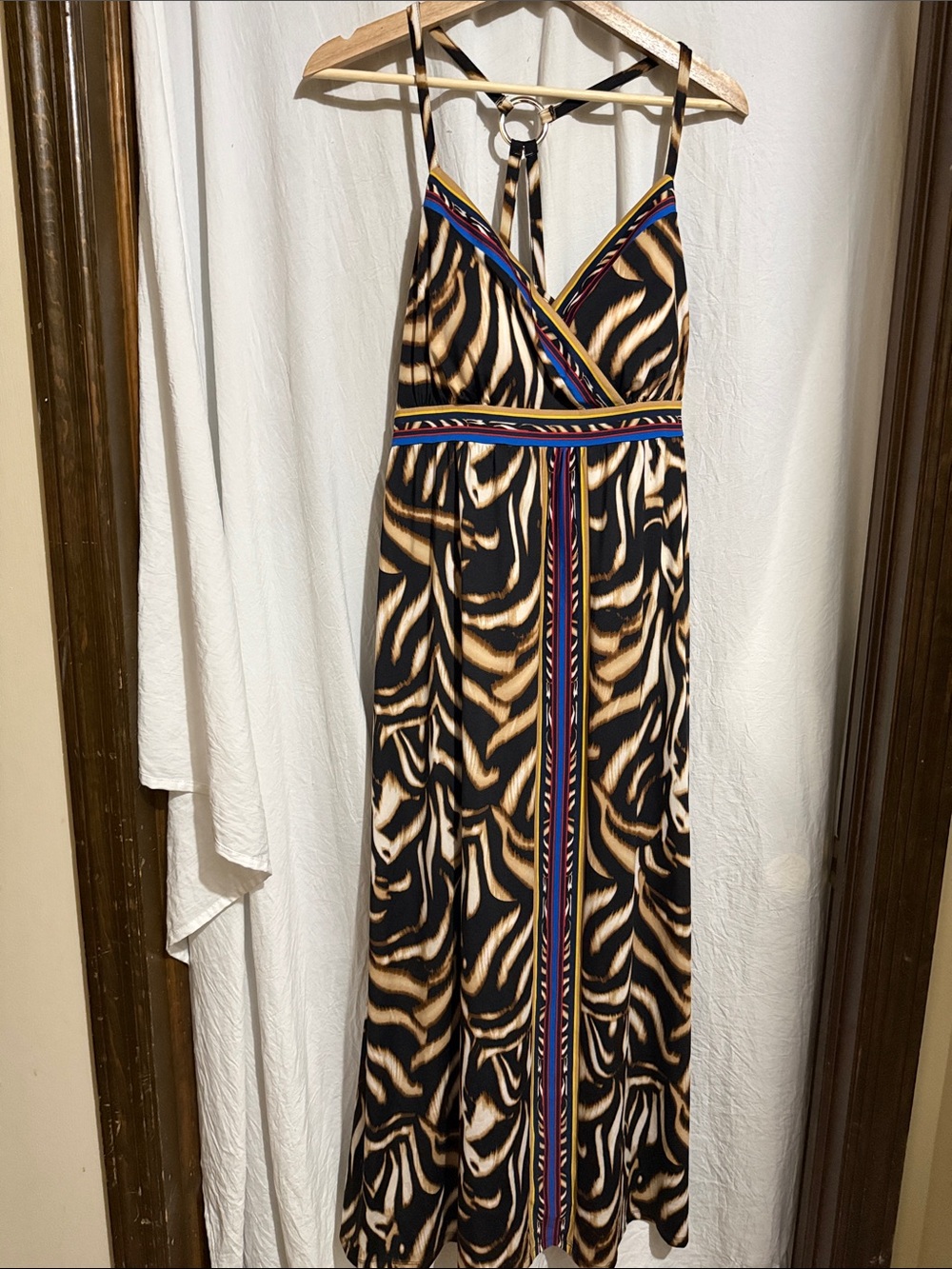 Inc Animal Print Maxi Dress with Striped Trim